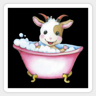 Cute Baby Goat In Bathtub Sticker